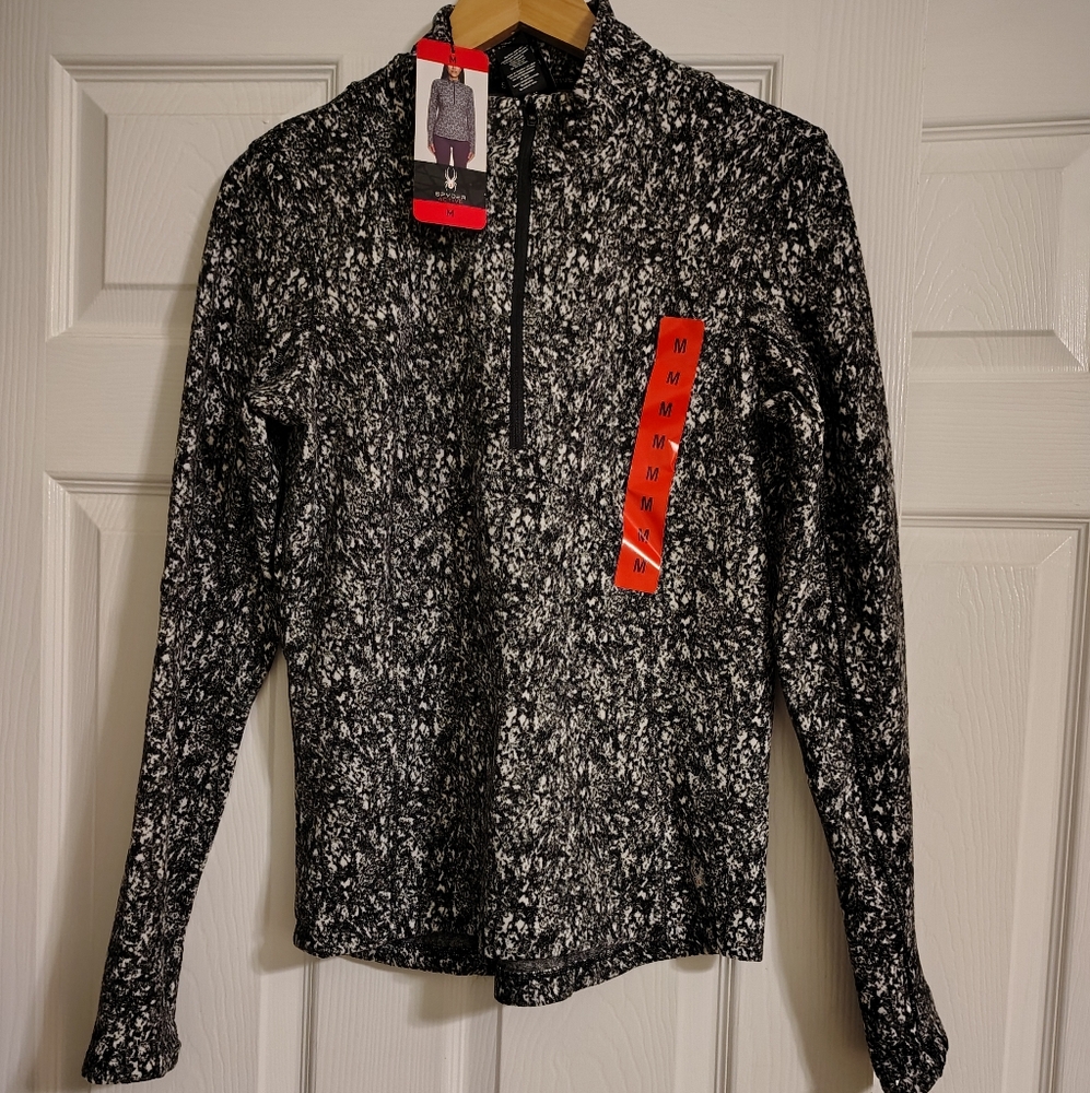 Spyder Active Sweatshirt Black and Gray Patterned Size M